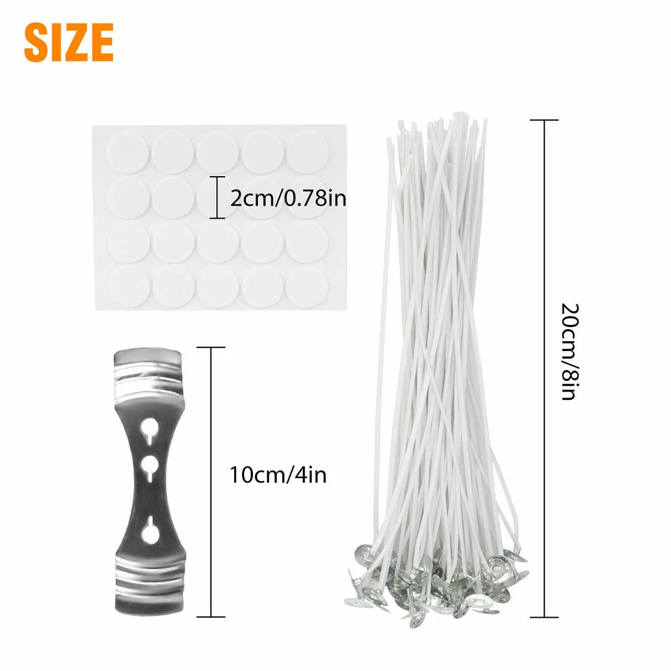 60/120 Candle Wicks 8 Inch Cotton Core Candle Making Supplies Pre Tabbed DIY US - Image 3 of 4