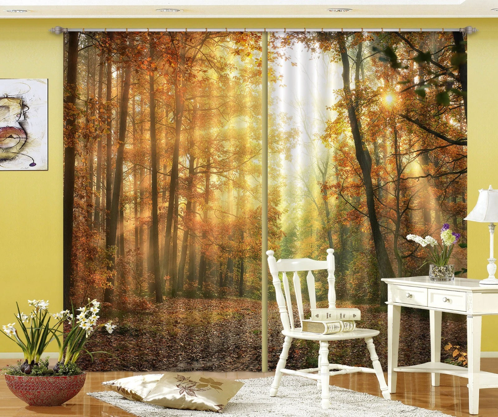3D Autumn Forest ZHUB4975 Photo Curtain Window Blockout Fabric Vera 2023