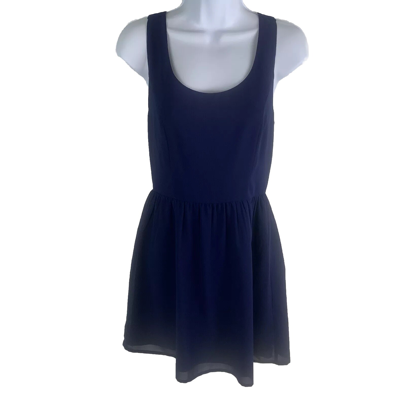 Charlotte Russe Y2K Mini Dress Size M Navy Blue Cut Out Back Scoop Neck