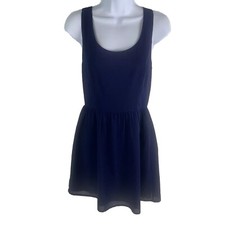 Charlotte Russe Y2K Mini Dress Size M Navy Blue Cut Out Back Scoop Neck