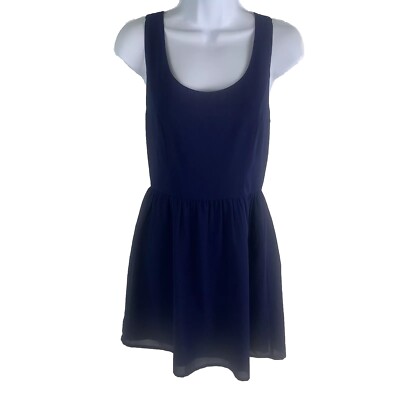 Charlotte Russe Y2K Mini Dress Size M Navy Blue Cut Out Back Scoop Neck