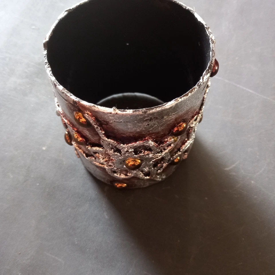 rigid bracelet cuff gold leaves flower stud silver rock punk goth woman jewelry - Image 3 of 4