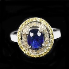 925 STERLING SILVER NATURAL BLUE SAPPHIRE GEMSTONE OVAL CUT RING SIZE 6.5