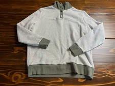 Doe & Rae Sweater, Women's Size Medium, Green White, Quarter Button, Pullover