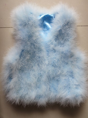 Girl's Real Ostrich Feather Fur Vest Coat Warm Waistcoat Wedding Party Short - Picture 11 of 13
