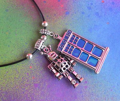 DR WHO TARDIS Necklace BBC TV DOCTOR BLUE CALL BOX CYBERMEN PENDANT ...