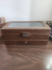 12 Slots Mens Watch Box Case Watches Jewelry Storage Valet Drawer Leather Gifts