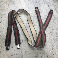 LL Bean Elastic Suspenders Clip On Brass Logo Adjustable Belt Vintage Read Descr