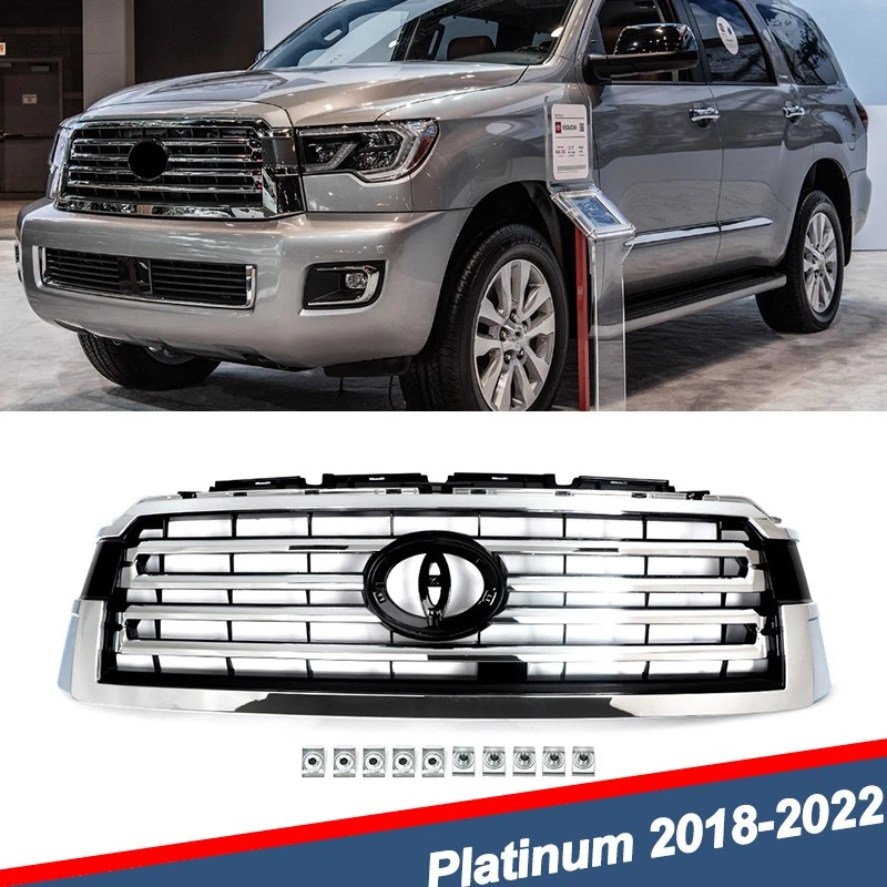 For 2018-2022 Toyota Sequoia Platinum TRD Sport Chrome Front Bumper Grille New Foto 2 de 4