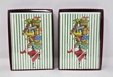 Caspari Christmas Cards Santa With Stacks Of Gifts 2 Pack-Cards & Envelopes 30ct