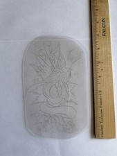 Vintage Acetate Tattoo Stencil 60's-70's Swallow Rose Banner And Flowers 7"