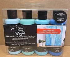Acrylic Pouring Paint Set, 4 Colors 4 Oz Each Pre-Mixed Artist Craft Blue Ocean