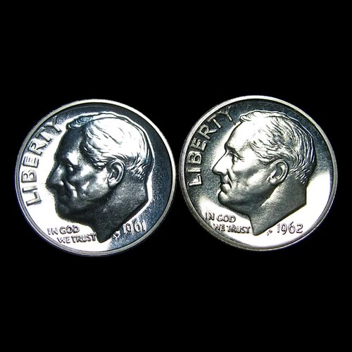 1961 1962 PROOF Roosevelt Dime Silver ---- Gem PROOF+ Coin Lot ---- #190M