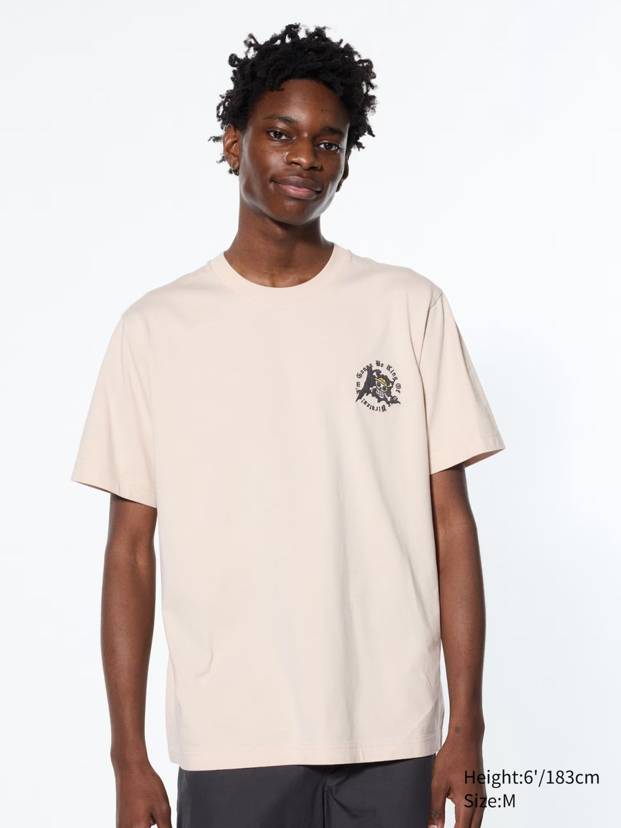 Uniqlo ONE PIECE Anime 25th Short Sleeve Beige Pirate King NWT: US