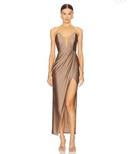 NWT Micahel Costello Jake Gown In Taupe $198 Size S