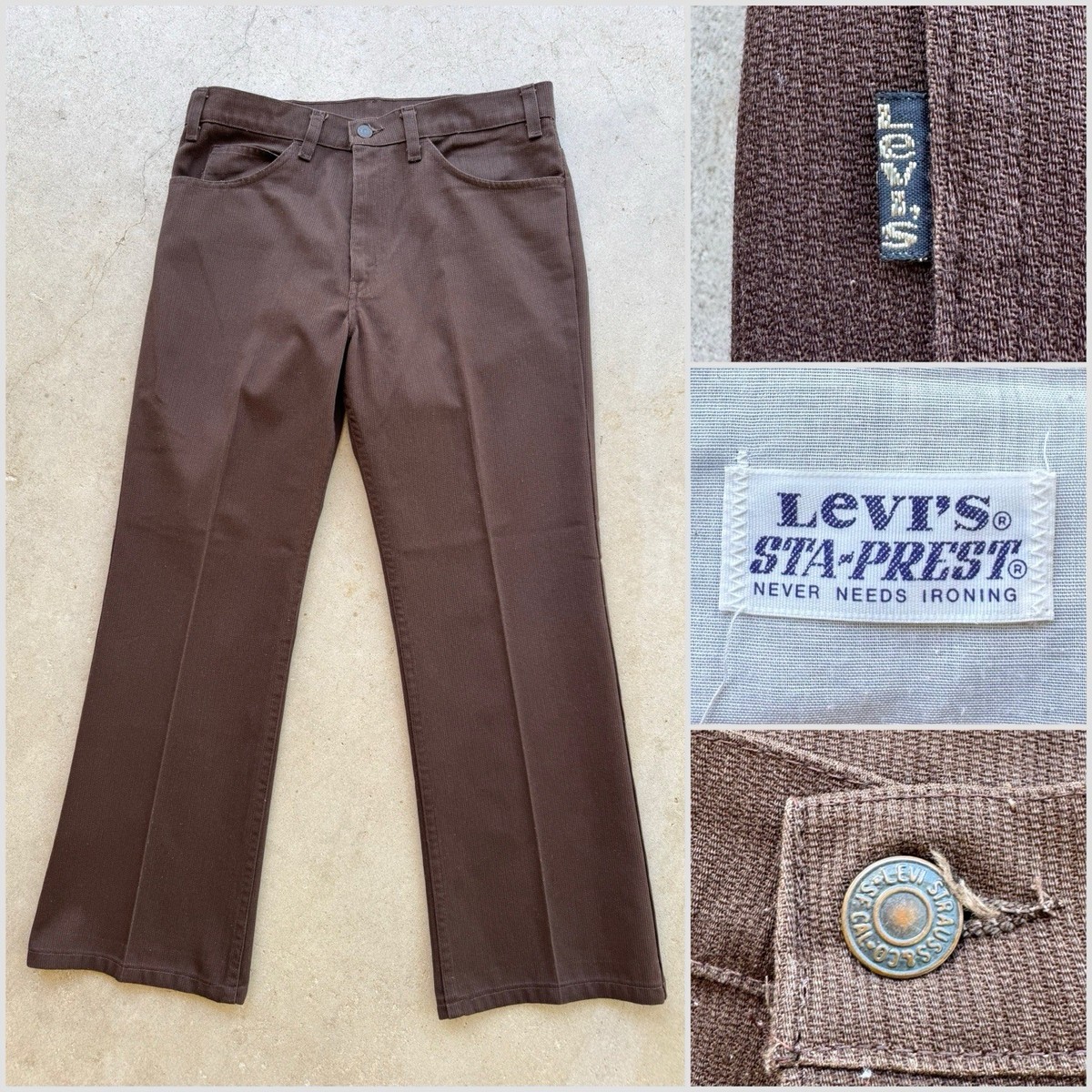 1970s Vtg Levis Striped Sta-Prest Bootcut W 32 L 27 Flares Pants