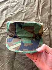 Woodland Camouflage Military BDU Patrol/Service Cap Hat Size 7 1/2 Militaria