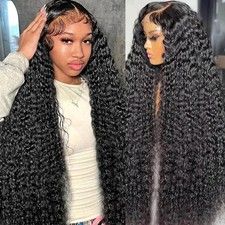 200 density 13x6 Water Wave Lace Front Wigs Human Hair Pre Plucked Glueless W...