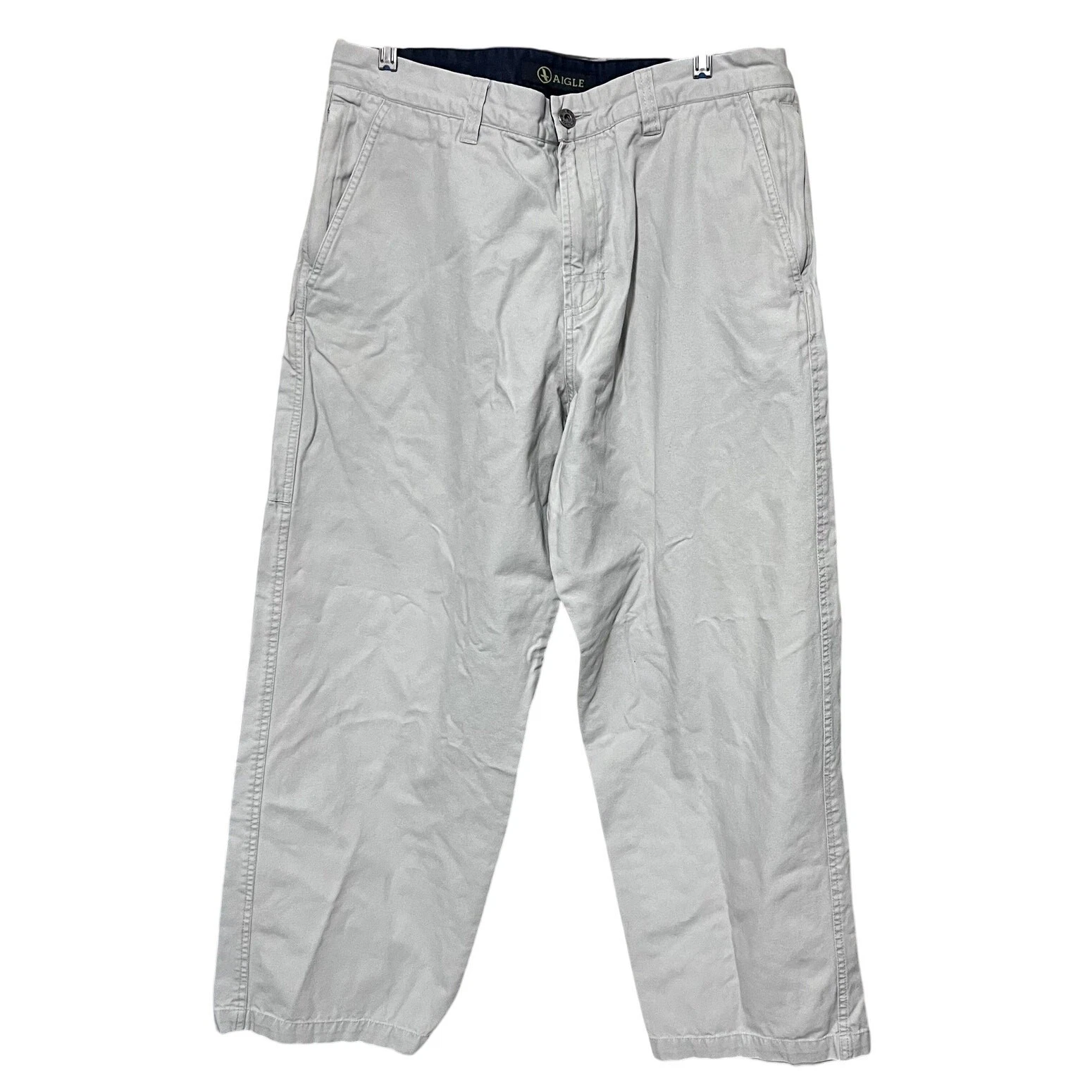 Aigle Mens pants hiking outdoor chino cream beige 34x28 cargo fishing