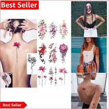 10 Waterproof Floral Temporary Tattoos for Women - Easy Apply Body Art