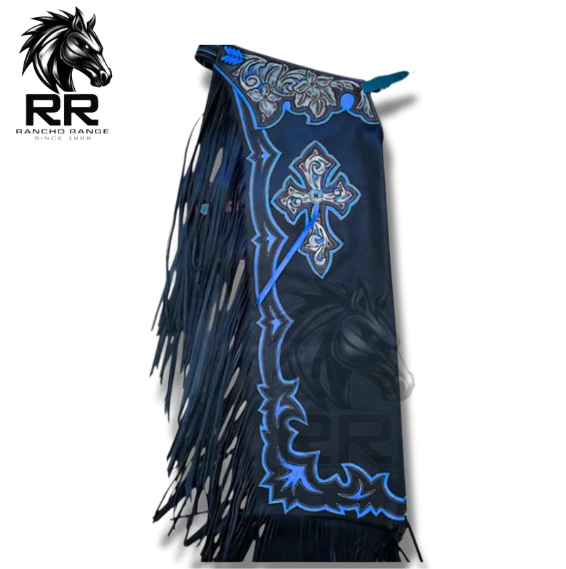 RANCO RANGE Rodeo Leather Bull Riding Chaps | Western Cowboy Rodeo Gear – Custom Design