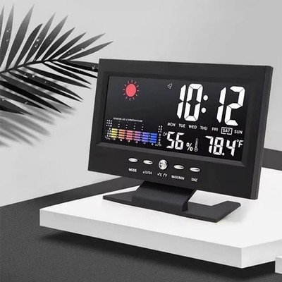 LED Digital Alarm Clock Snooze Calendar Thermometer Hygrometer Weather Display