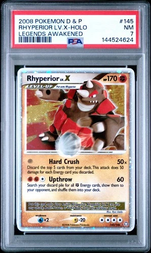 2008 POKEMON DIAMOND & PEARL LEGENDS AWAKENED #145 RHYPERIOR LV.X-HOLO PSA 7