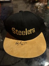 Pittsburgh Steelers Autographed Black Gold Snapback Hat One Size NFL Football