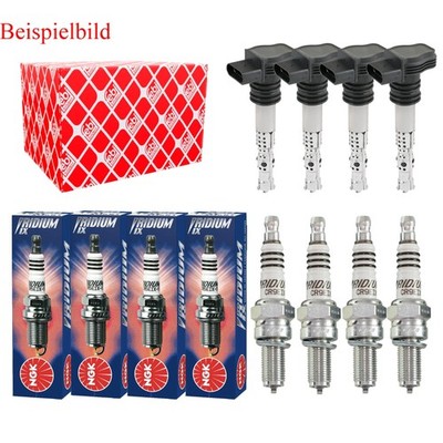4x FEBI BILSTEIN Zündspule+NGK Zündkerze für Mazda 3 BK 1.6 1.4 Stufenheck