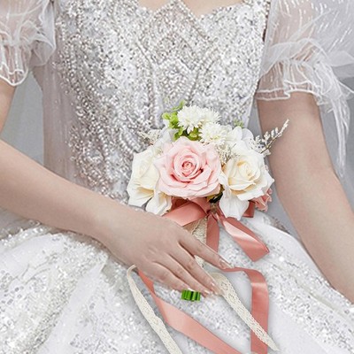 Wedding Bridal Bouquet Artificial Flowers Home Decor Toss Bouquet for Party