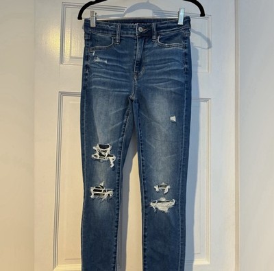 American Eagle Women's Distressed Super Hi-Rise Jegging 4 LONG