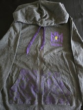 Disney Haunted Mansion Womens Gray Zippered Hoodie w/ Purple Print - Size L NWT