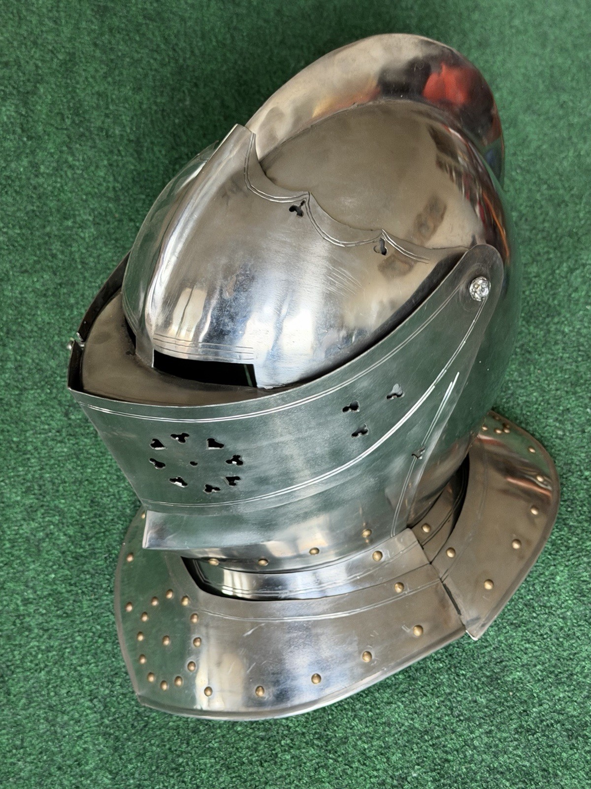 Old Replica Medieval Close Helmet Battle Bassinet Knight Arm