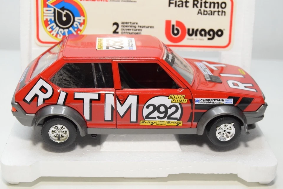 B74 1:24 BBURAGO BURAGO 0158 158 FIAT ABARTH RHYTHM RALLY RICAMBI ROSSO MIB - Immagine 3 di 4