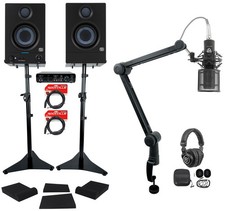 2 Presonus Eris 3.5BT 3.5" Studio Monitors Interface Mic Headphones Stands Pads