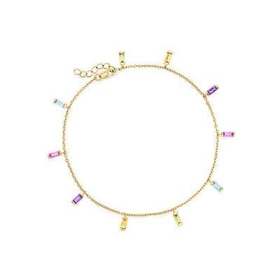 Ross-Simons Bag Multi-Gmstn Station Anklet in 18k Gold Plate 9 inches