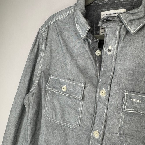 AllSaints Spitalfields Shirt Men’s Small Gray Long Sleeve Button Up Workwear - Picture 2 of 10