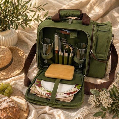 Picnic Time Malibu Cooler Picnic Set w/ Plates & Glasses NWT