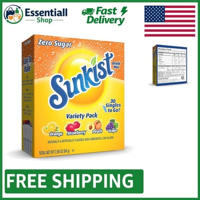 Refreshing Sunkist Soda Variety Pack - 30 Sticks, Zero Sugar, Easy to Make