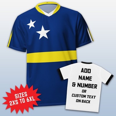 Curaçao Flag Sports Jersey, Unisex Adult Kòrsou Eco Friendly Soccer Shirt