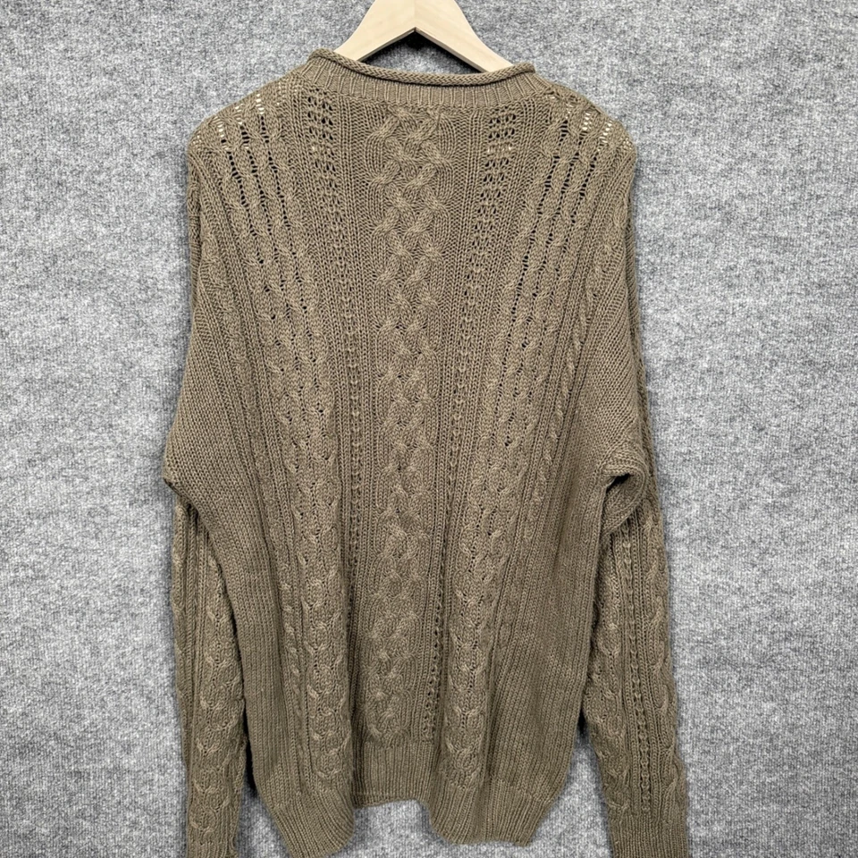 Vtg Structure Mens Size XL Roll Neck Sweater Brown  Fisherman Chunky Cable Knit - Image 2 of 4