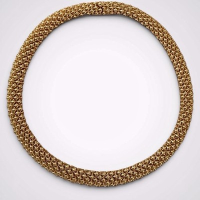 Vintage Ciner Chunky Gold Plated Beaded Collar Necklace Signed 110g