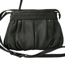 American Leather Co Leather Saratoga Crossbody Black Small Handbag Adjustable 