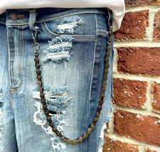 Men's Silver/Black Bike Motorcycle Pant Chain   Stylish Accessory for Jeans