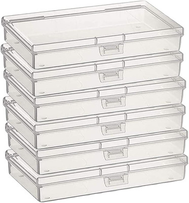 6 Pcs Clear Storage Box, Rectangular Plastic Containers Case with Lid for Pills,