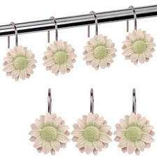 Decorative Shower Curtain Hooks 12pcs Resin Daisy Flower Curtain Hooks Shower...