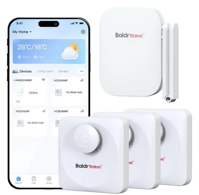 WiFi Water Leak Detector, Hub & Water Leak Sensor 3 Pack, Wireless Siren Alar...