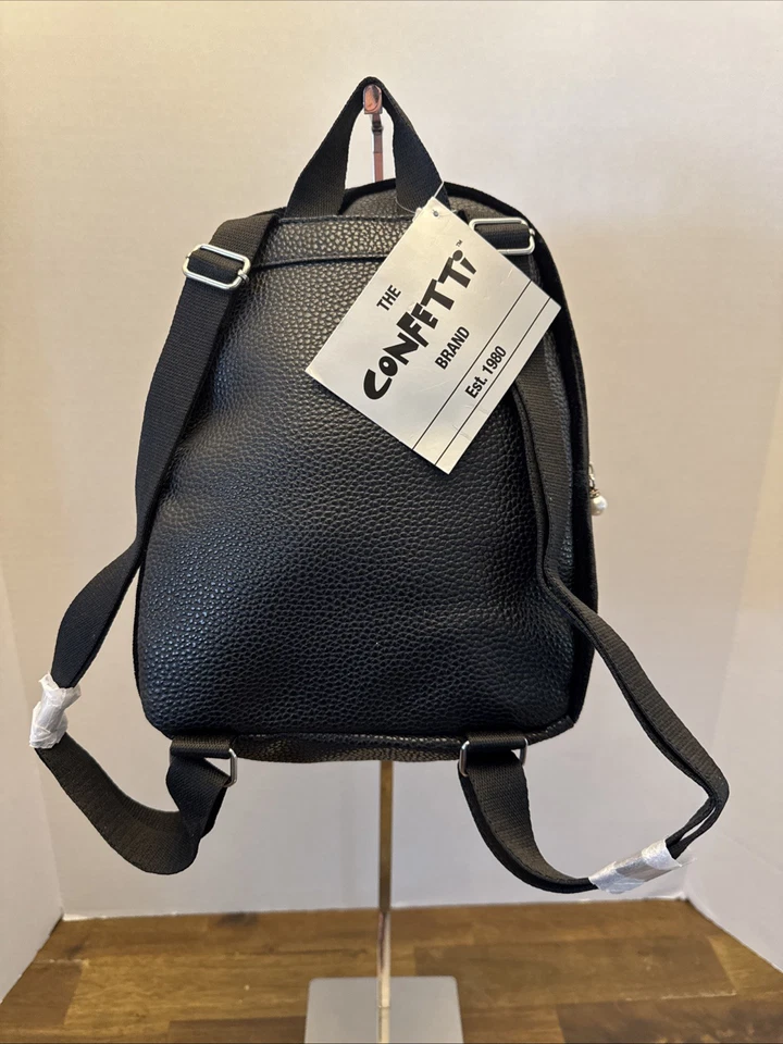 Mochila negra The Confetti Brand Sm con perlas de imitación nueva con etiquetas Foto 2 de 4