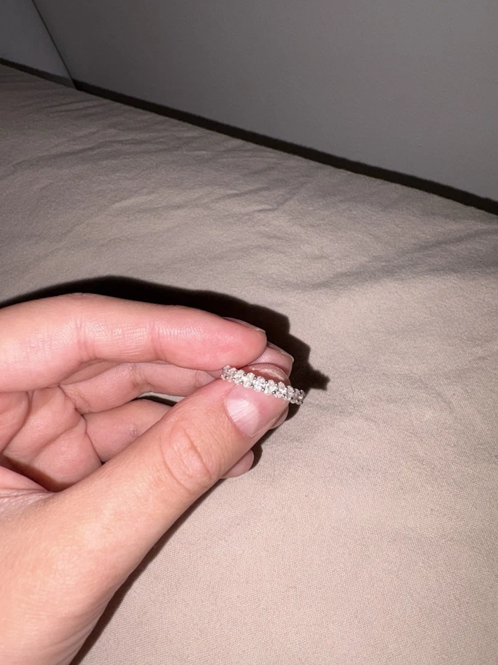 Oval Lab diamond wedding band for women 10k white gold - Image 2 of 4