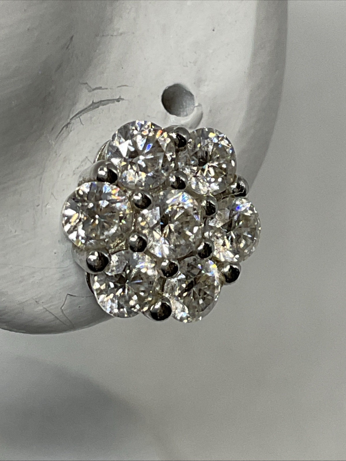 STUD Earrings Solid 925 Sterling Silver White Moi… - image 7